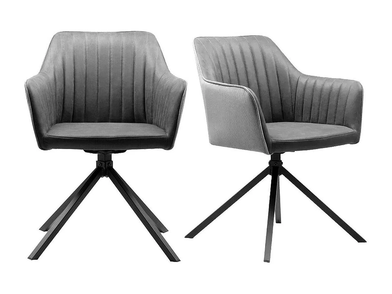 Lot de 2 Chaises Anthracites et Pieds Noirs L60 cm - Ray