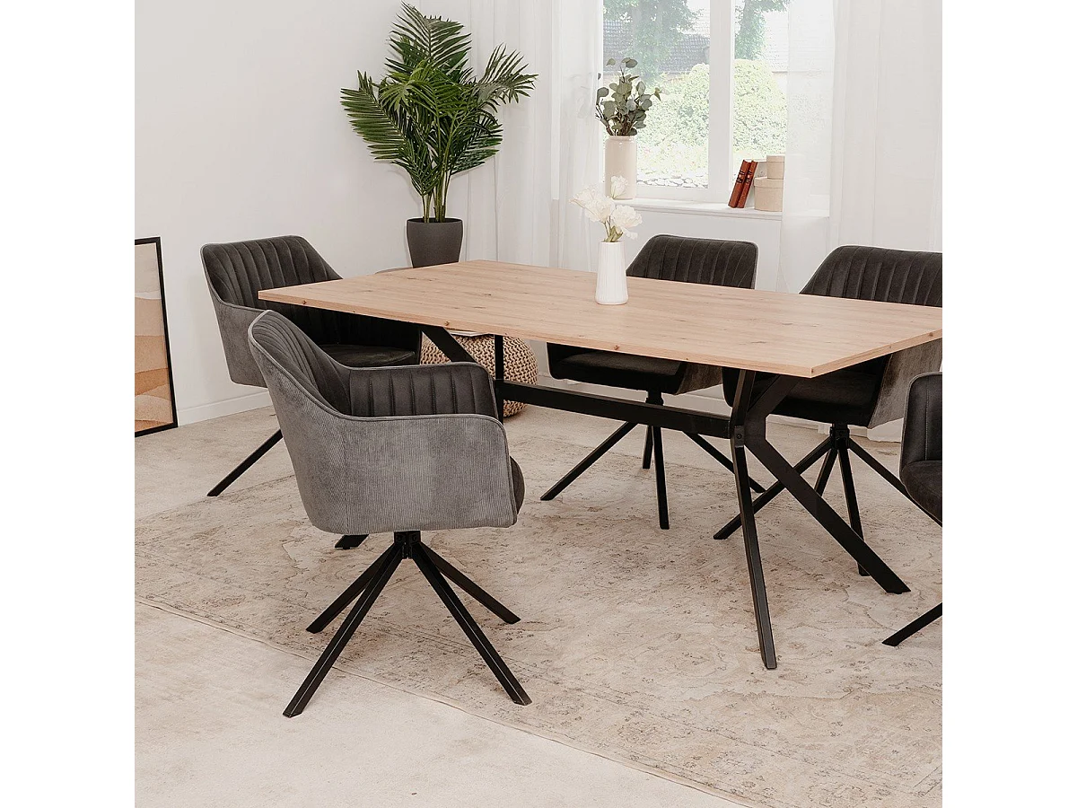 Lot de 2 Chaises Anthracites et Pieds Noirs L60 cm - Ray