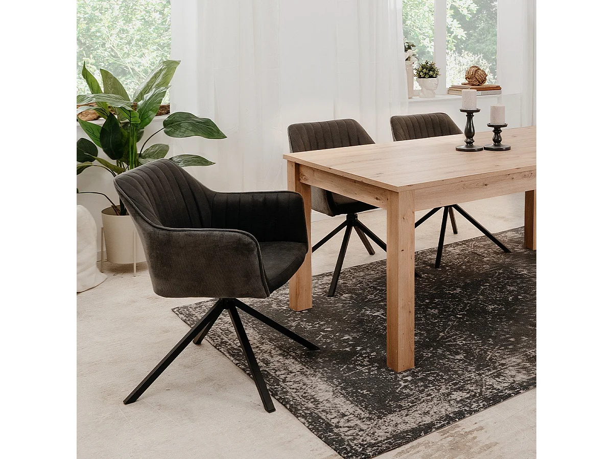 Lot de 2 Chaises Anthracites et Pieds Noirs L60 cm - Ray