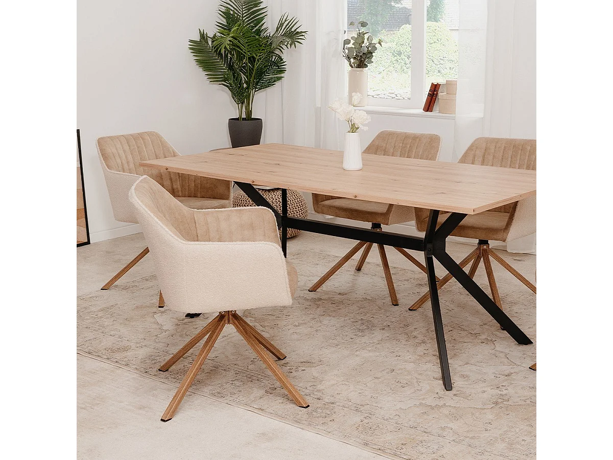 Lot de 2 Chaises pivotantes en tissu bouclette L60 cm Ray