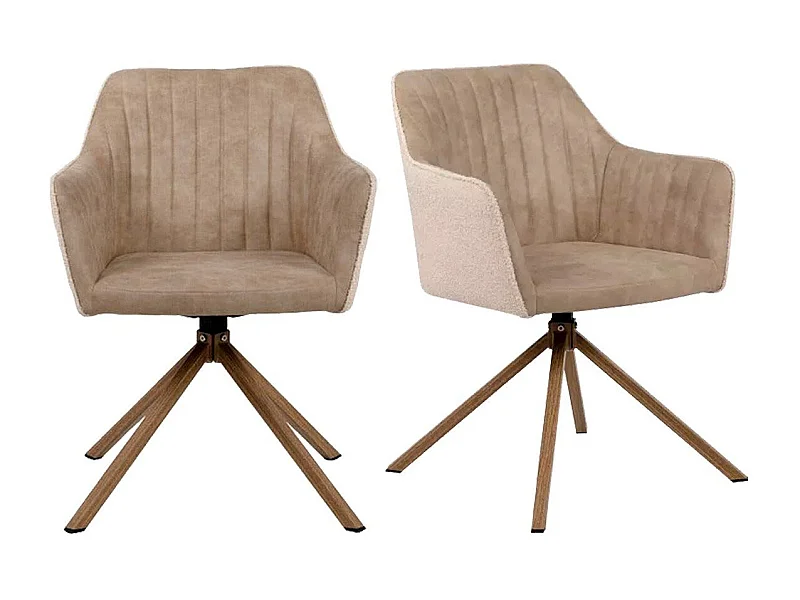 Lot de 2 Chaises pivotantes en tissu bouclette L60 cm Ray