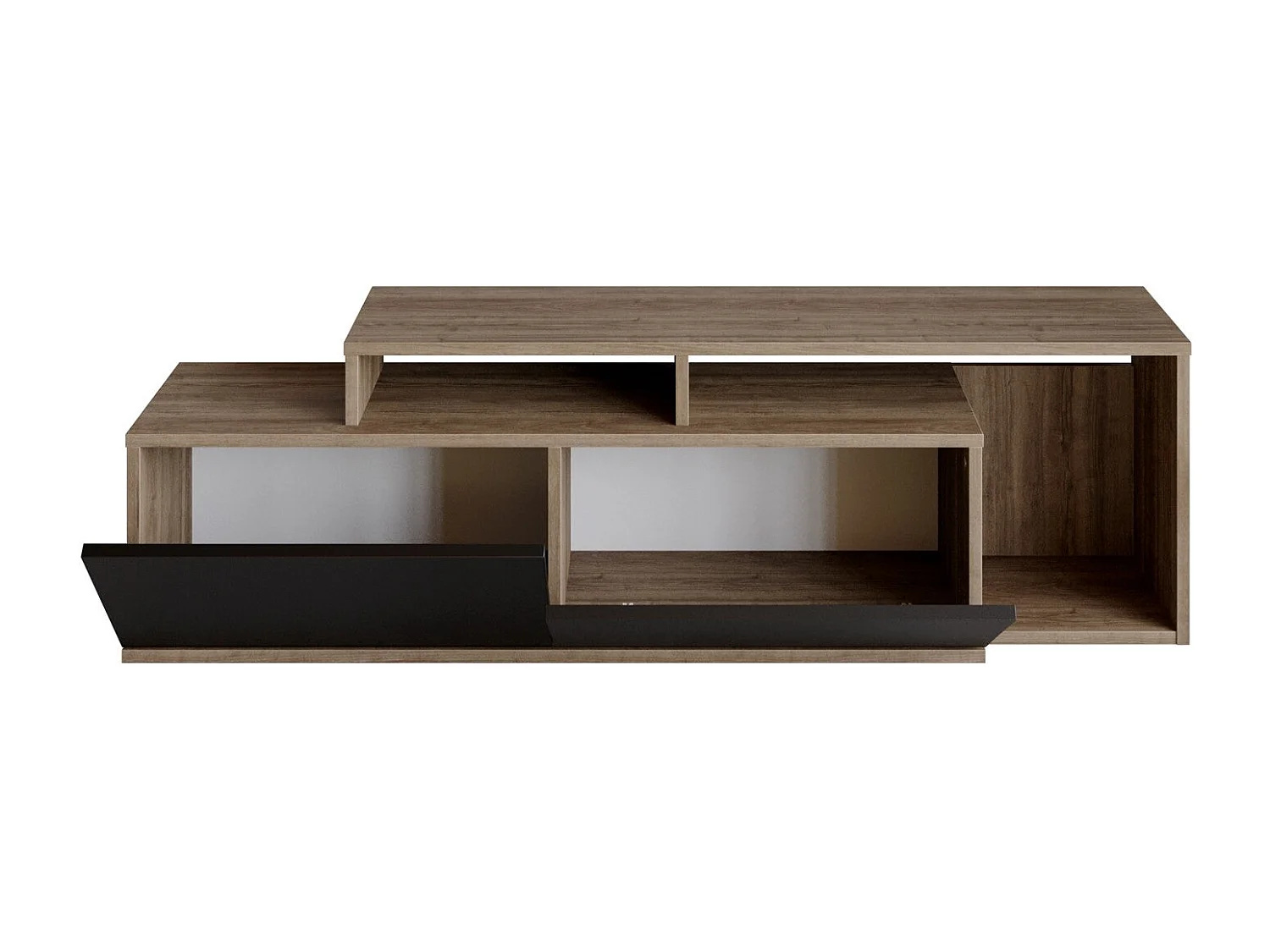 Móvel de TV – 149,8 x 42,9 x 35,3 cm – Nogueira e Preto – 100% painel de partículas revestido em melamina