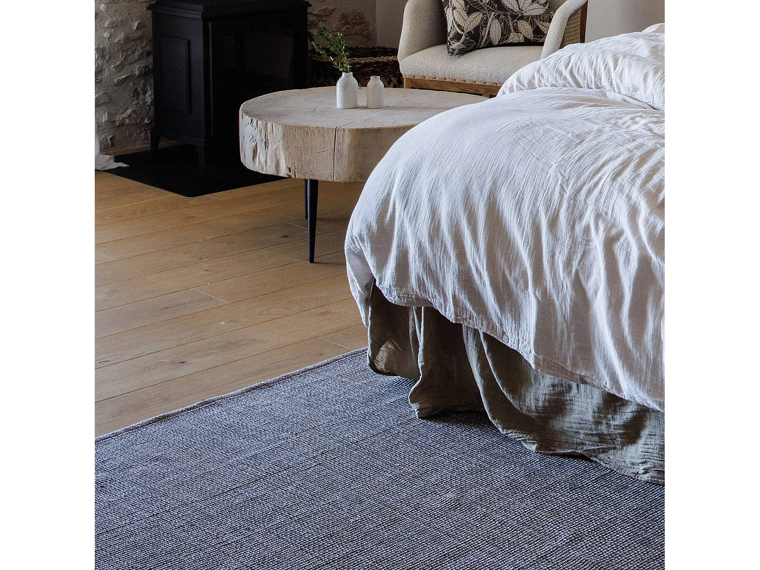 Tapis rectangulaire 170x240 cm pur coton MOOREA marron terre cuite