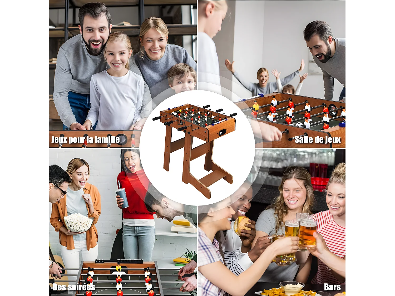 Baby-Foot Pliable, Table de Jeu de Football avec 2 Balles, pour Adultes et Enfants à Partir de 3 Ans, 70 x 36 x 59 CM