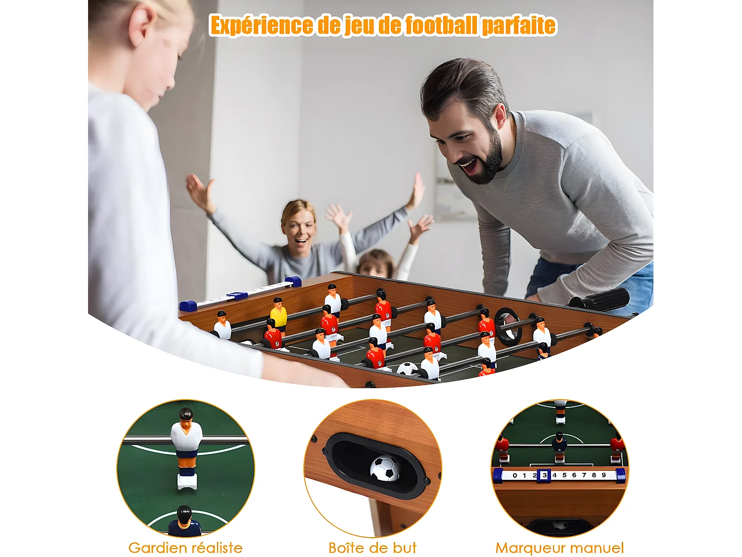Baby-Foot Pliable, Table de Jeu de Football avec 2 Balles, pour Adultes et Enfants à Partir de 3 Ans, 70 x 36 x 59 CM