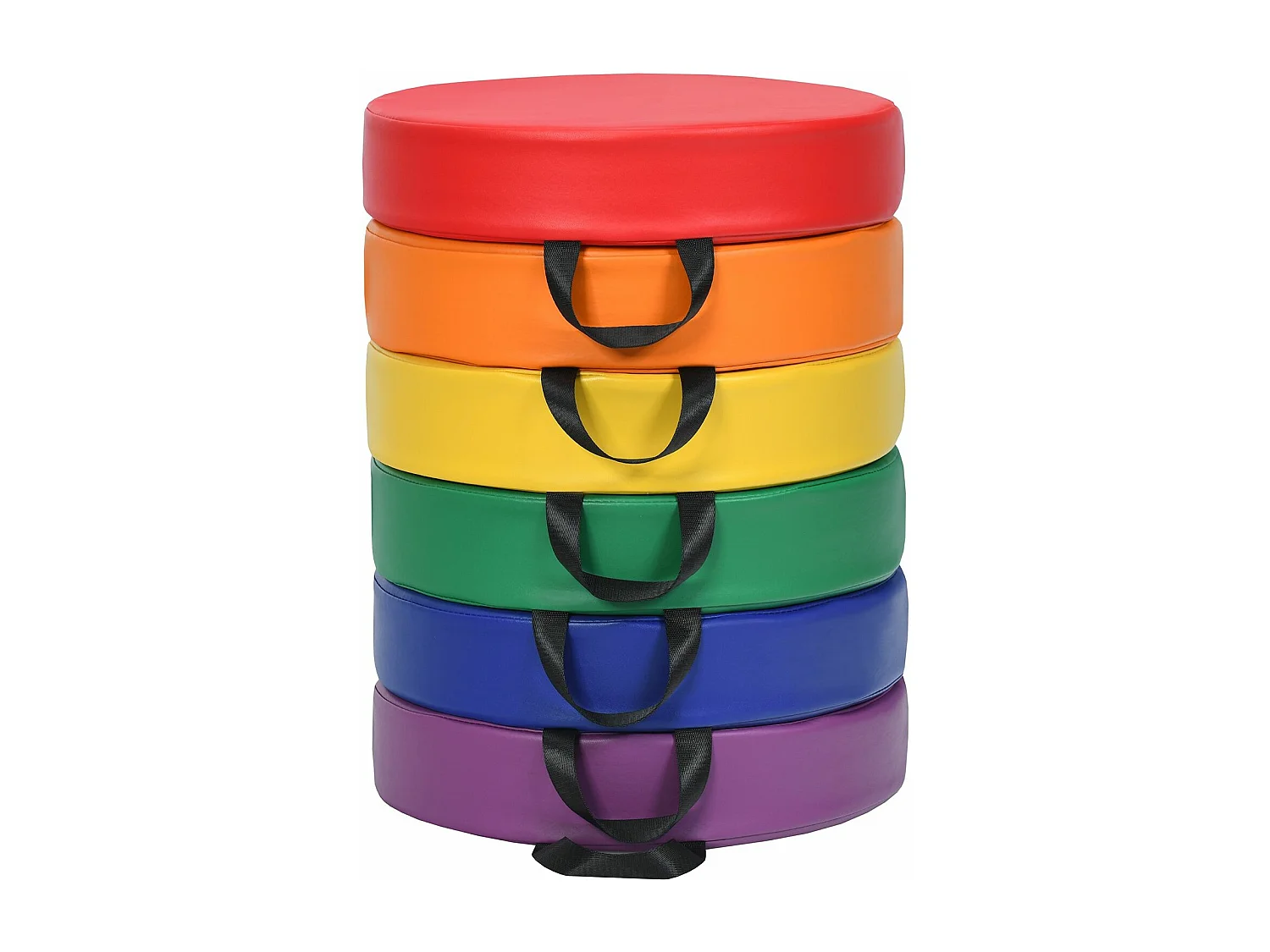 Lot de 6 Coussins de Chaise pour Enfant avec Poignées Coussins D'assise Rond φ38 x 8CM Multicolores avec Fermeture Éclair