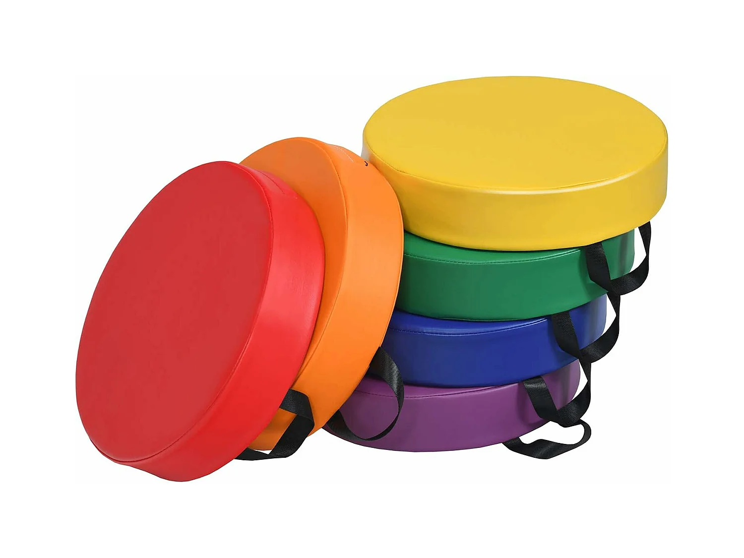 Set van 6 kinderstoelkussens met handgrepen Ronde zitkussens φ38 x 8CM Multicolor met rits