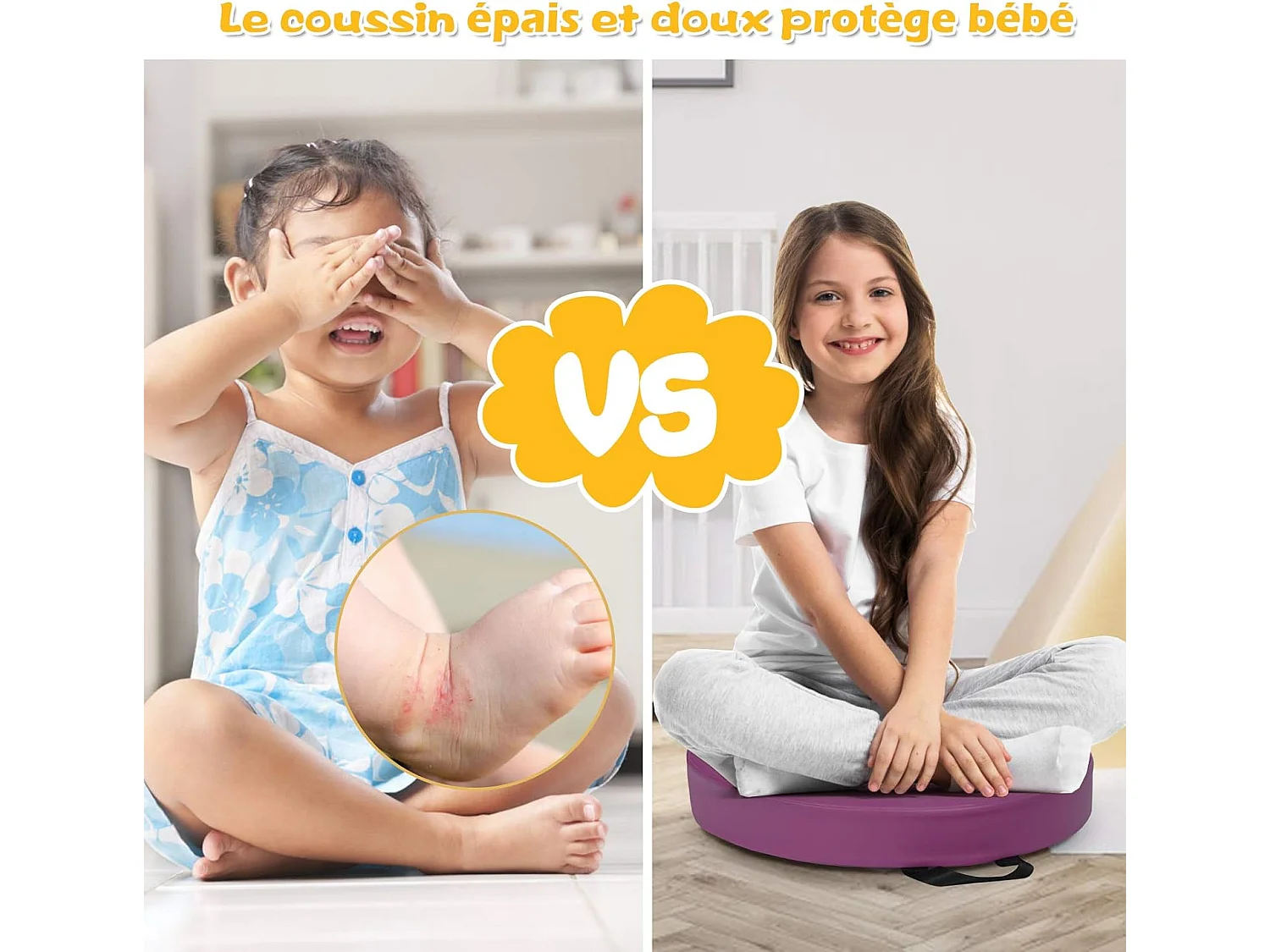 Lot de 6 Coussins de Chaise pour Enfant avec Poignées Coussins D'assise Rond φ38 x 8CM Multicolores avec Fermeture Éclair