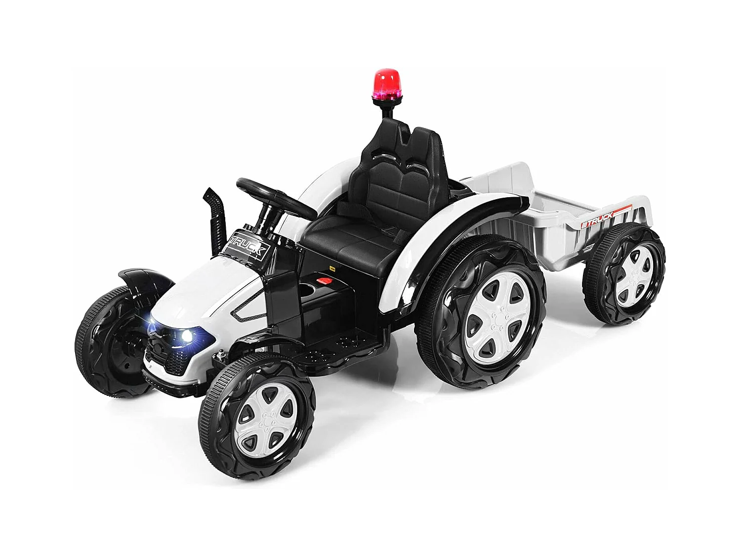 Tracteur Electrique avec Télécommande 2.4G,12V 7AH, Vitesse : 3-8 km/h , MP3, Port USB pour Enfants de 3 à 8 Ans Blanc