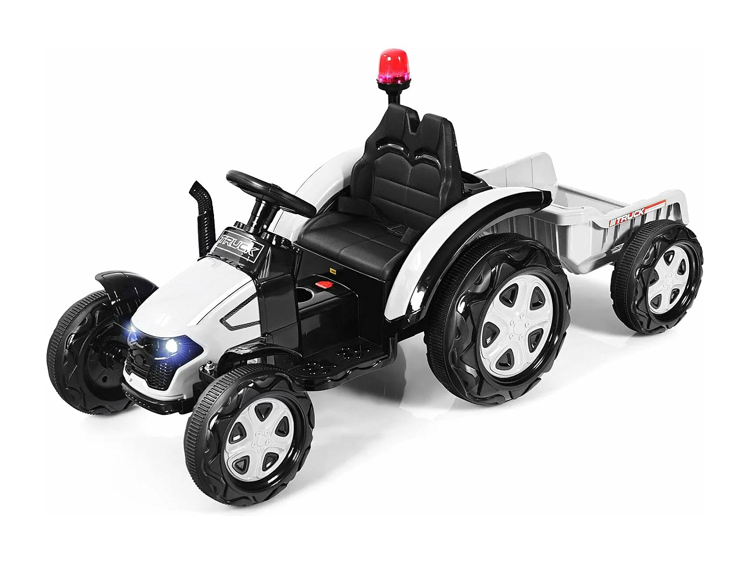 Tracteur Electrique avec Télécommande 2.4G,12V 7AH, Vitesse : 3-8 km/h , MP3, Port USB pour Enfants de 3 à 8 Ans Blanc