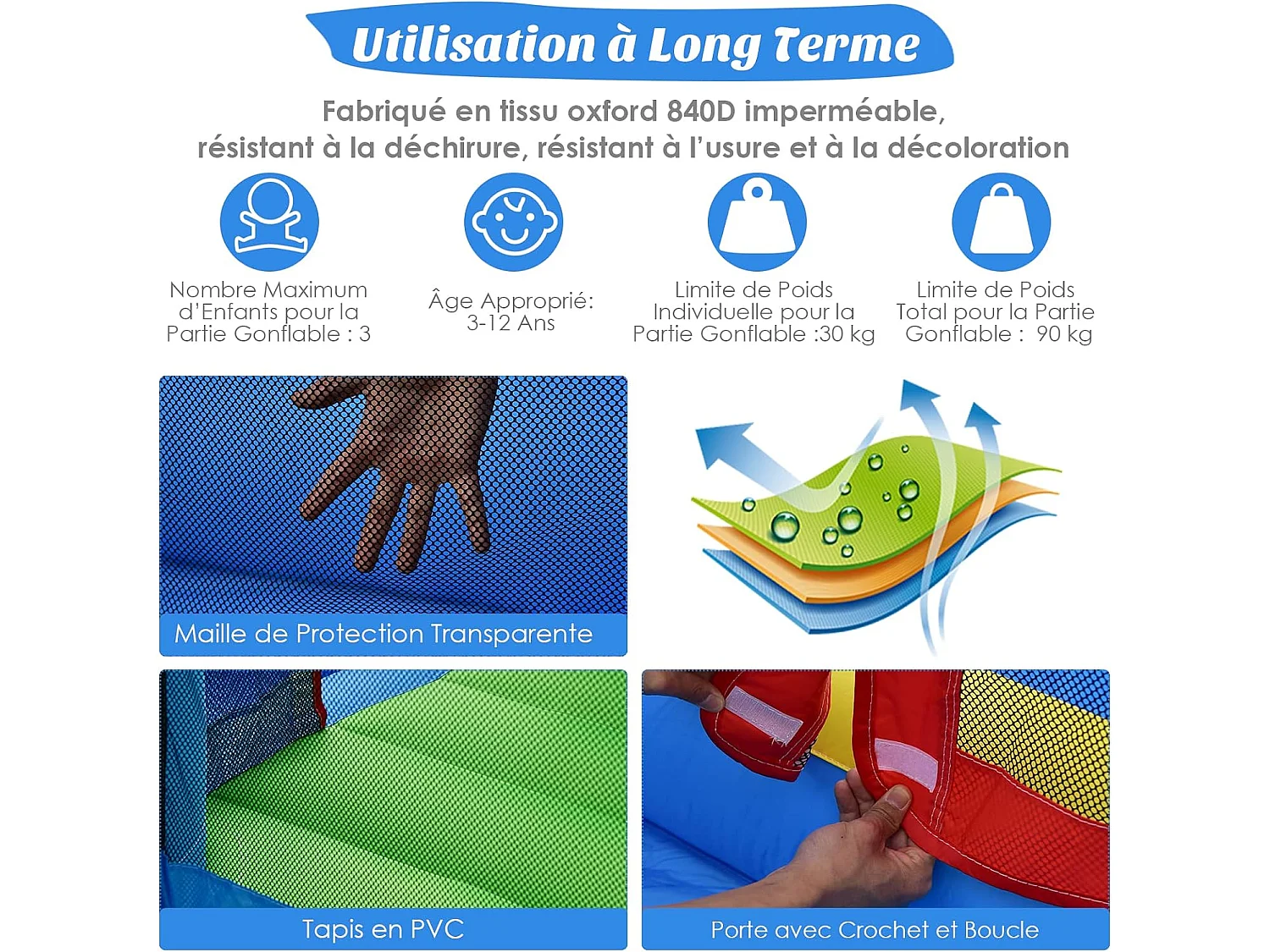 Toboggan Aquatique Gonflable pour Enfants avec Toboggan Balles Cibles, Ballon de Basket Sac de Transport avec Gonfleur 450W