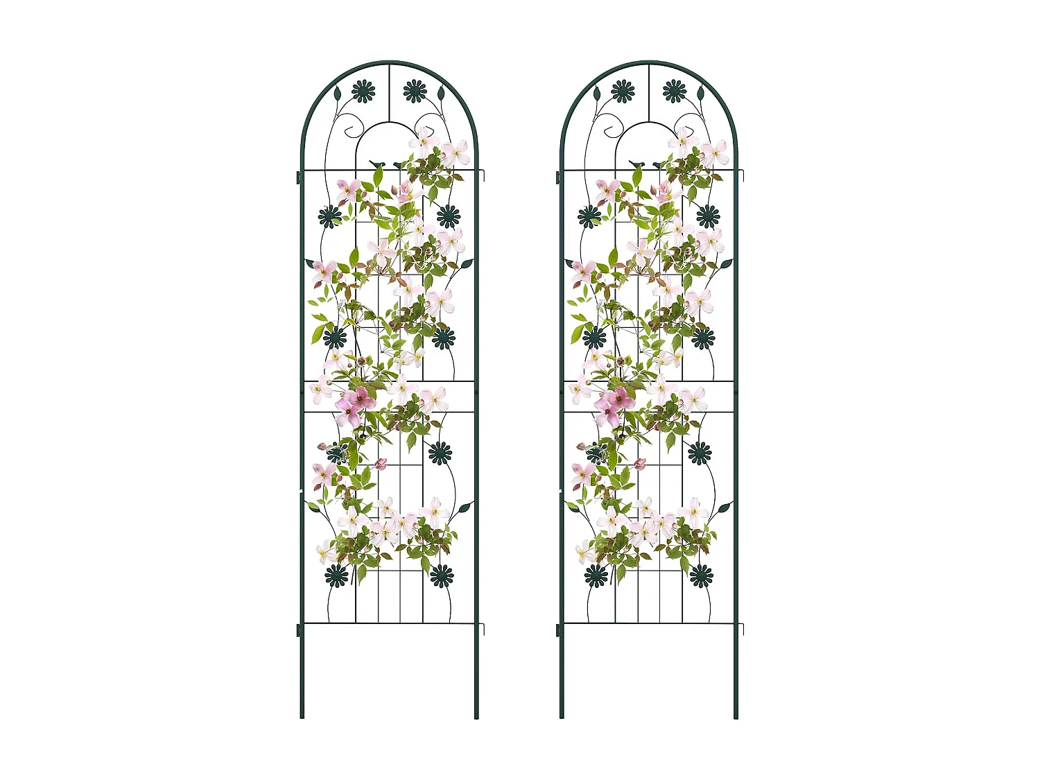 Lot de 2 Treillis de Jardin en Métal 180 x 50 cm, Clôture Décorative pour Plante Grimpante, Grille Fleurs Antirouille pour Jardin, Cour, Patio, Vert