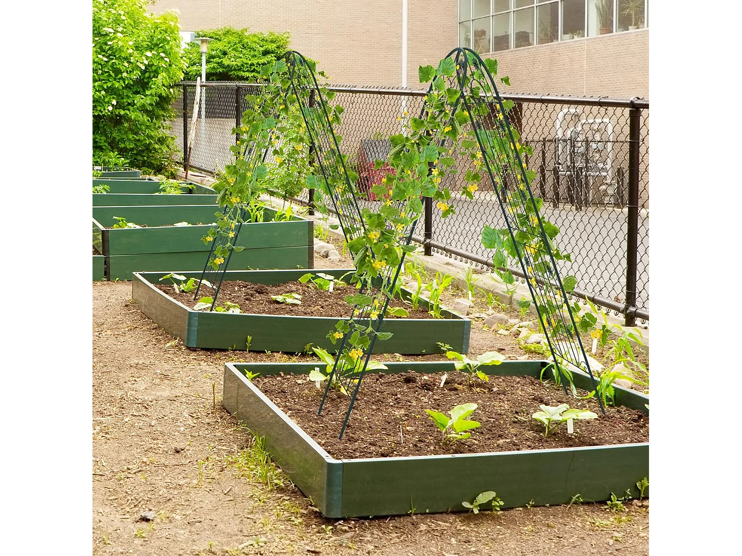 Lot de 2 Treillis de Jardin en Métal 180 x 50 cm, Clôture Décorative pour Plante Grimpante, Grille Fleurs Antirouille pour Jardin, Cour, Patio, Vert