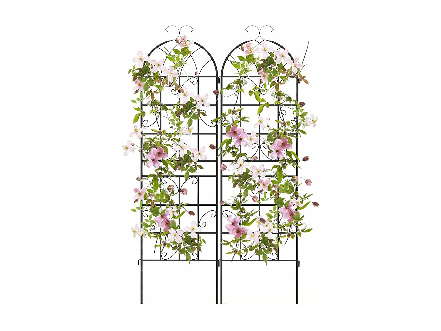 Lot de 2 Treillis de Jardin en Métal 180 x 50 cm, Clôture Décorative pour Plante Grimpante, Grille Fleurs Antirouille pour Jardin, Cour, Patio, Noir