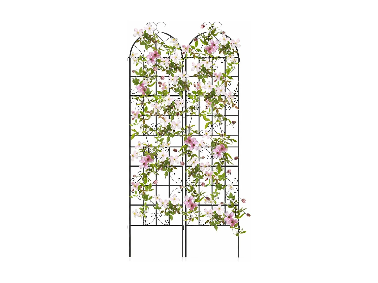Lot de 2 Treillis de Jardin en Métal 220x50 cm, Clôture Décorative pour Plante Grimpante, Grille Fleurs Antirouille pour Jardin, Cour, Patio, Noir