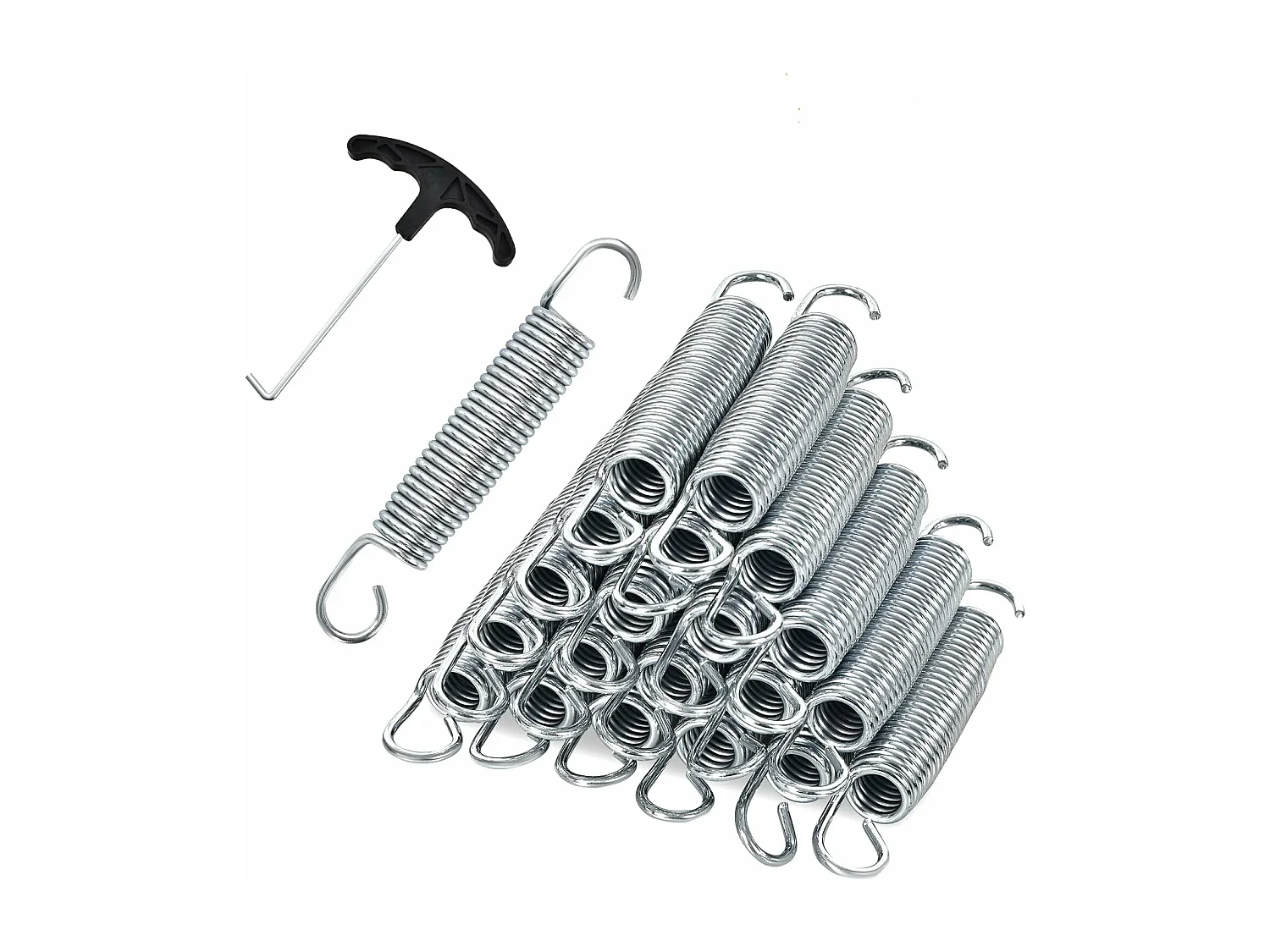 Lot de 20 Ressorts de Trampoline, Ressorts en Acier Galvanisé Robuste, avec Outil de Traction en T, Kit de Remplacement de Trampoline Antirouille, 14CM