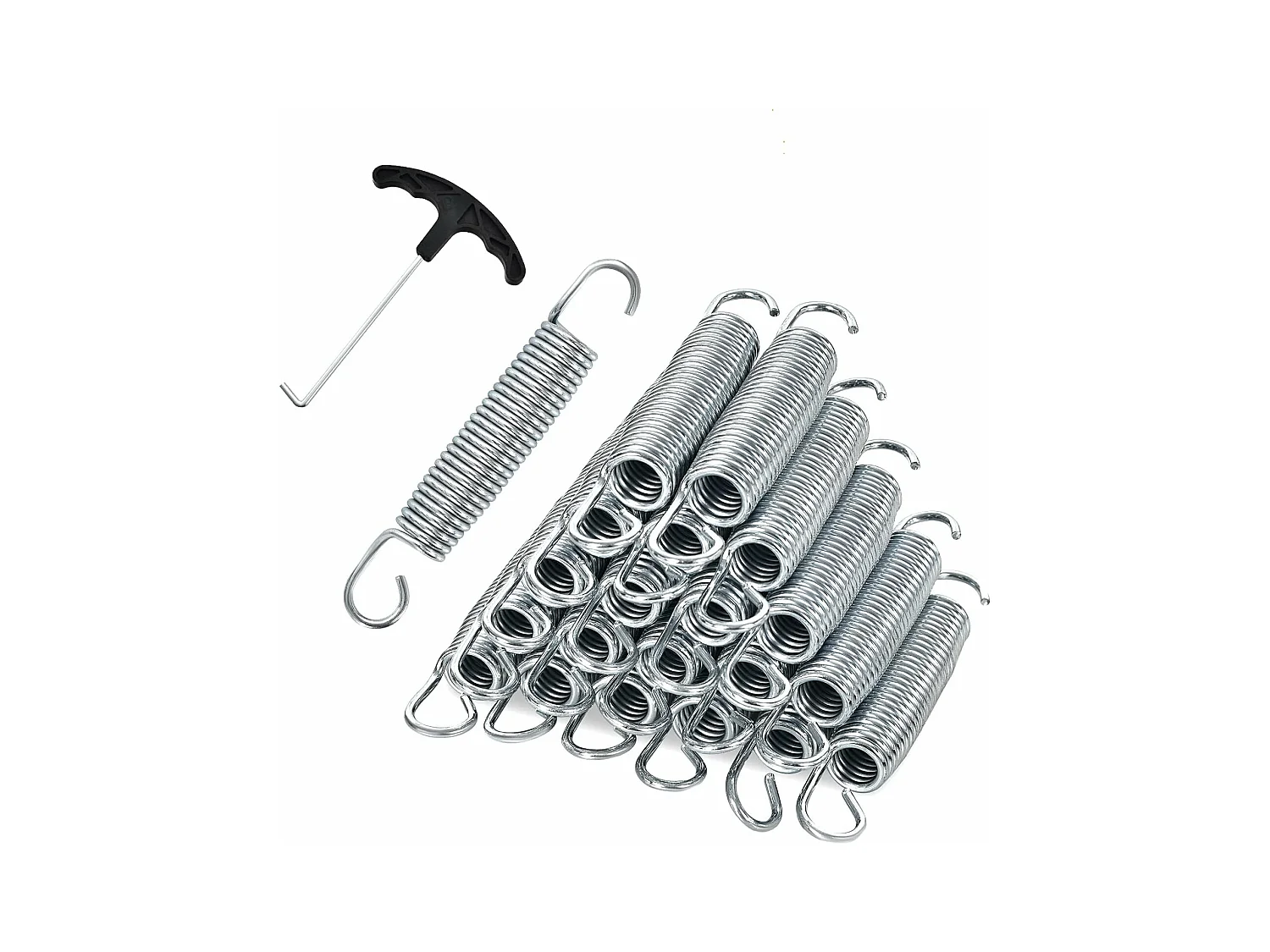 Lot de 20 Ressorts de Trampoline, Ressorts en Acier Galvanisé Robuste, avec Outil de Traction en T, Kit de Remplacement de Trampoline Antirouille, 14CM