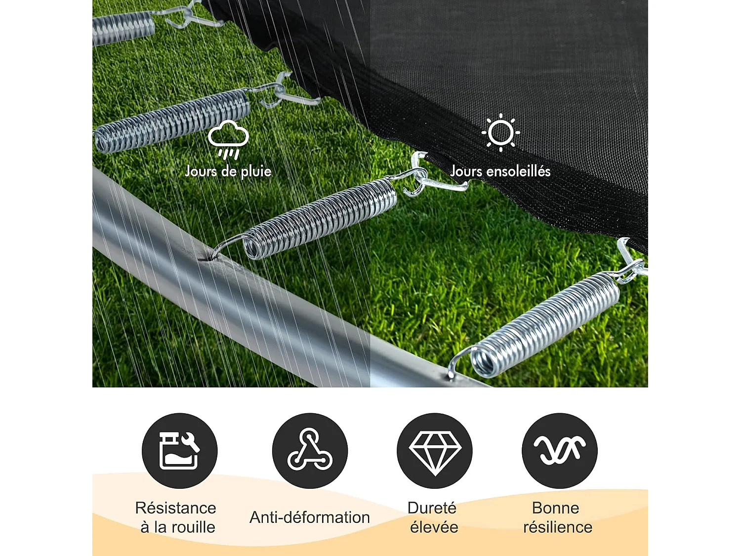 Lot de 20 Ressorts de Trampoline, Ressorts en Acier Galvanisé Robuste, avec Outil de Traction en T, Kit de Remplacement de Trampoline Antirouille, 14CM