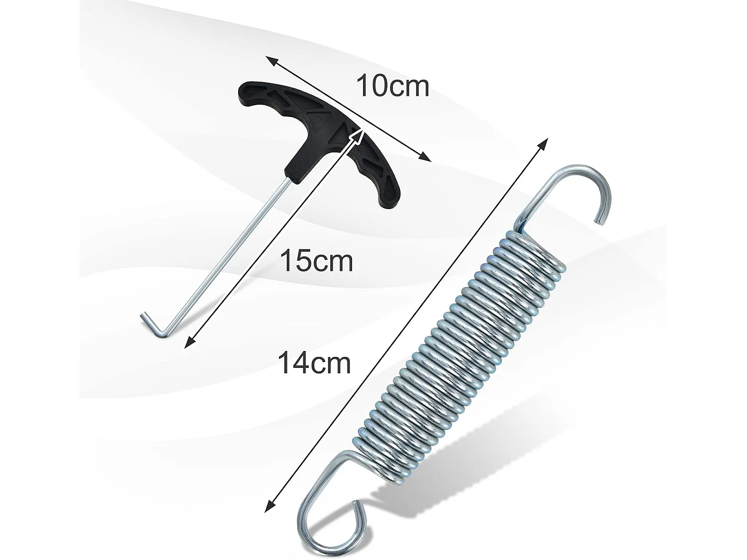 Lot de 20 Ressorts de Trampoline, Ressorts en Acier Galvanisé Robuste, avec Outil de Traction en T, Kit de Remplacement de Trampoline Antirouille, 14CM