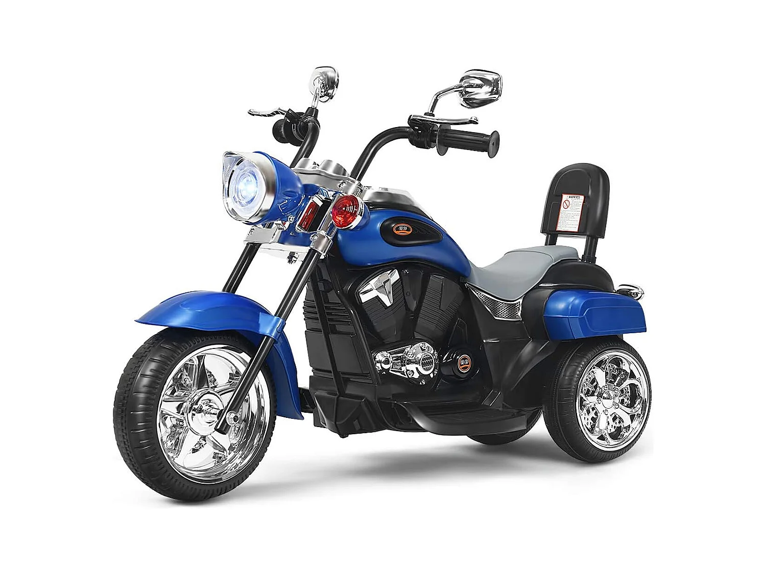 Moto Électrique 6V pour Enfants Scooter avec 3 Roues Effet Sonore et Lumineux, 3Km/h Max, 3 Ans + Style de Chopper Bleu