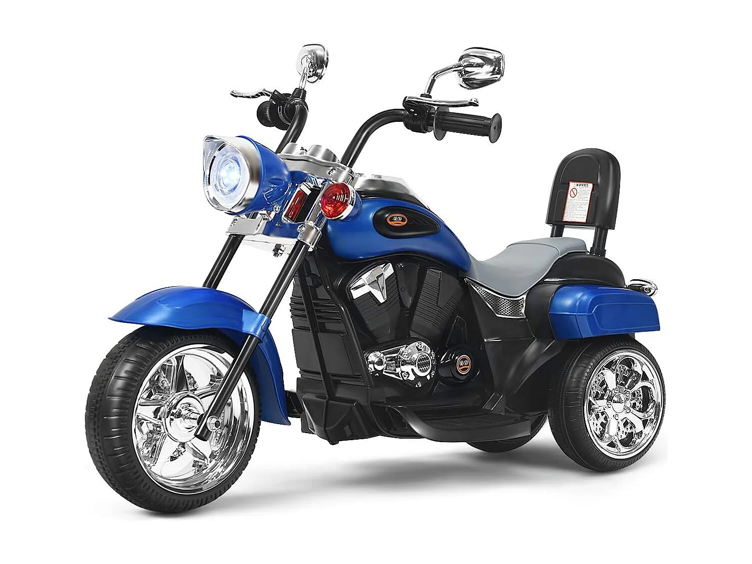 Moto Électrique 6V pour Enfants Scooter avec 3 Roues Effet Sonore et Lumineux, 3Km/h Max, 3 Ans + Style de Chopper Bleu