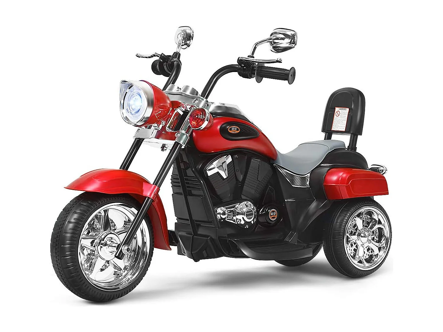 Moto Électrique 6V pour Enfants Scooter avec 3 Roues Effet Sonore et Lumineux, 3Km/h Max, 3 Ans + Style de Chopper Rouge