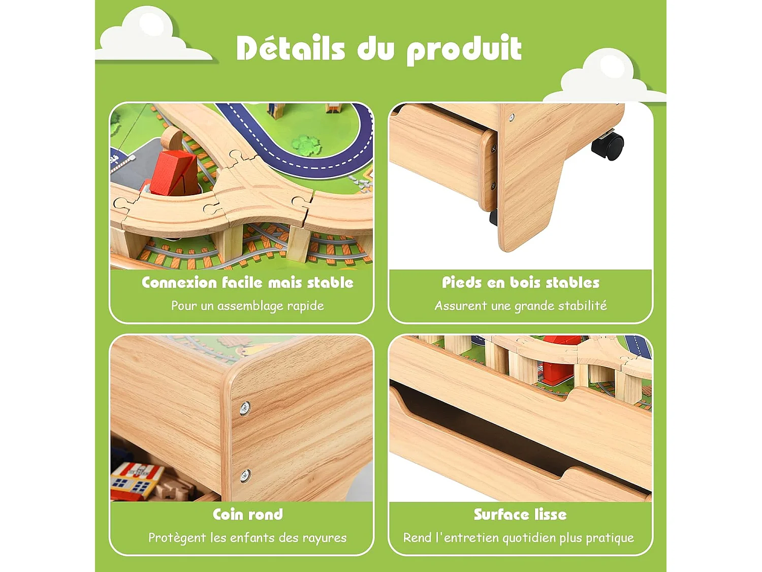 Circuit Voiture Enfant 100 Pcs avec Table d'Activités, Tiroir à Roulettes Verrouillables Jouet Educative pour 3 Ans +