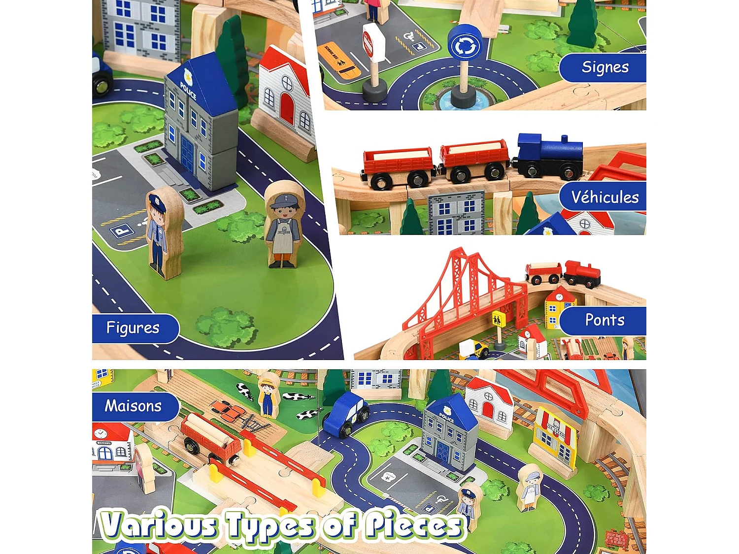 Circuit Voiture Enfant 100 Pcs avec Table d'Activités, Tiroir à Roulettes Verrouillables Jouet Educative pour 3 Ans +