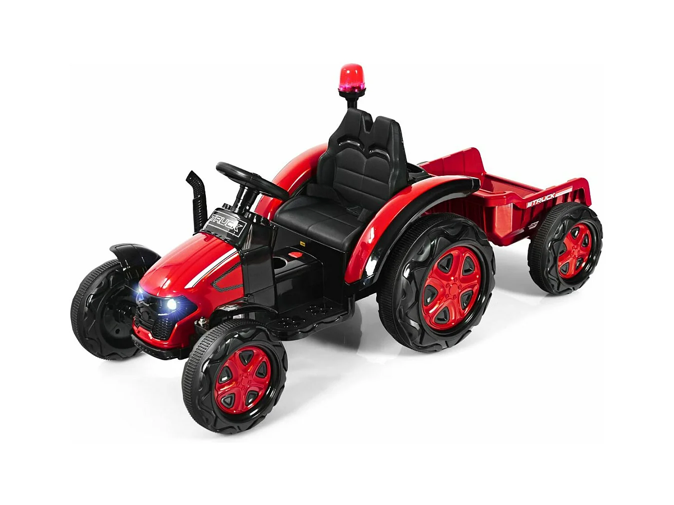 Tracteur Electrique avec Télécommande 2.4G,12V 7AH, Vitesse : 3-8 km/h , MP3, Port USB pour Enfants de 3 à 8 Ans（Rouge)
