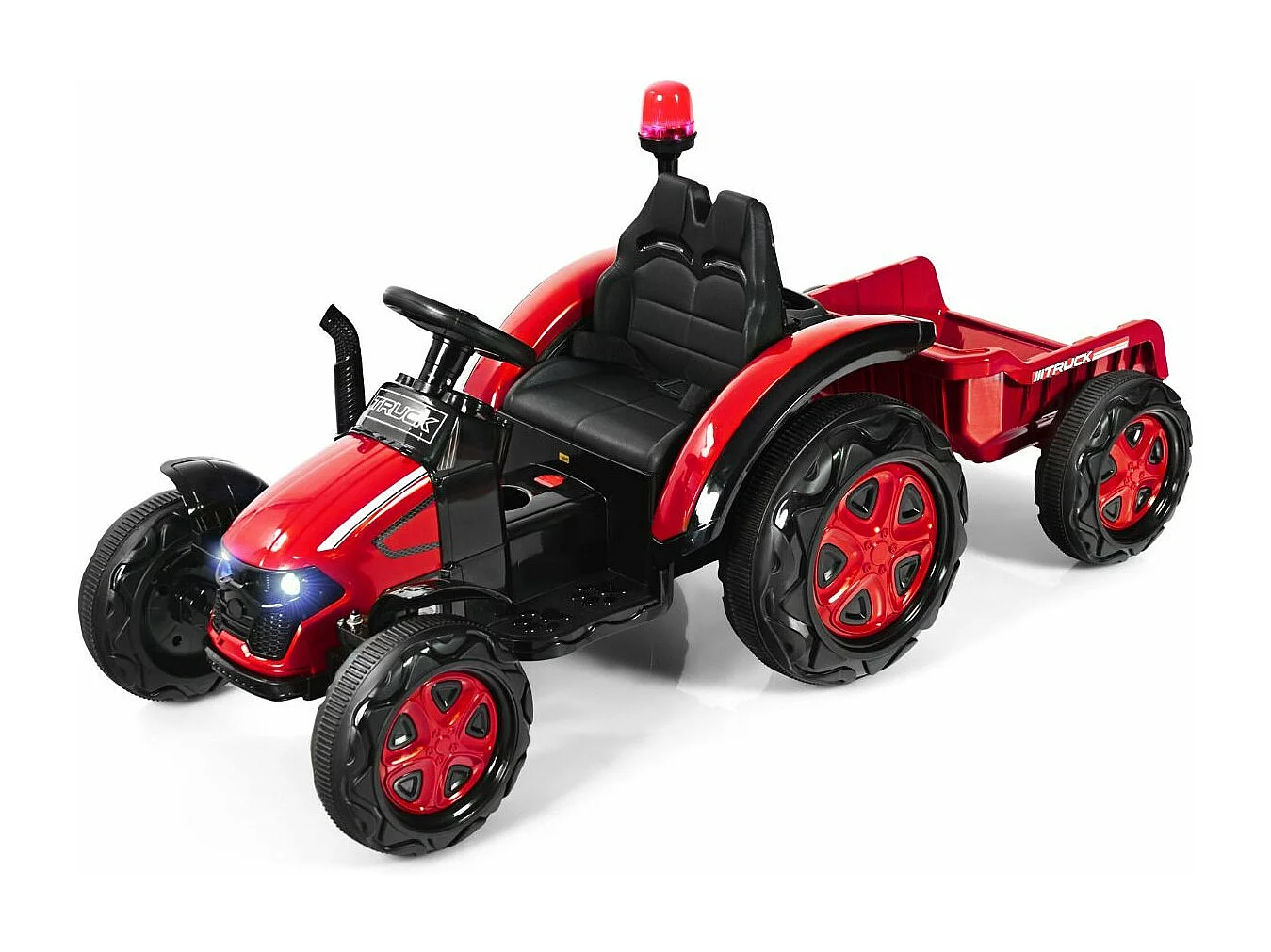 Tracteur Electrique avec Télécommande 2.4G,12V 7AH, Vitesse : 3-8 km/h , MP3, Port USB pour Enfants de 3 à 8 Ans（Rouge)