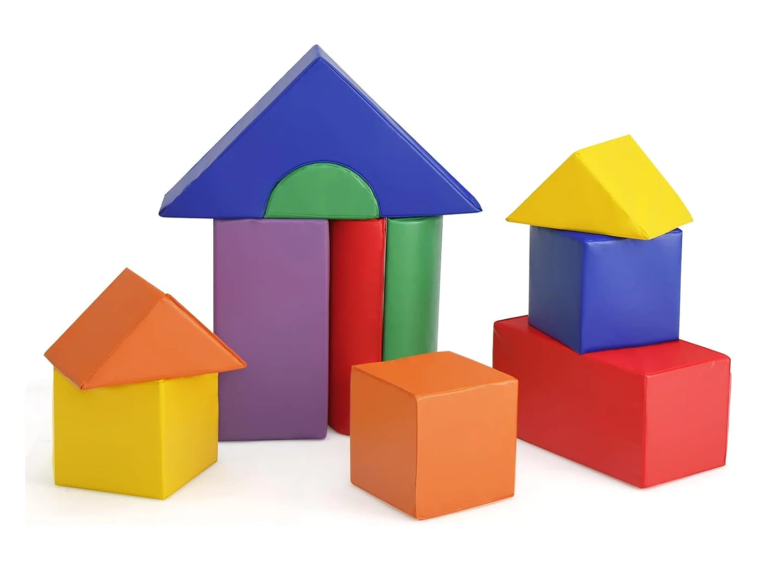 11PCS Blocs de Construction en Mousse avec Housse en PU, Modules de Motricité d’Escalade avec Diverses Couleurs et Formes, Jouets Éducatifs pour Maison Maternelle, 18 Mois+