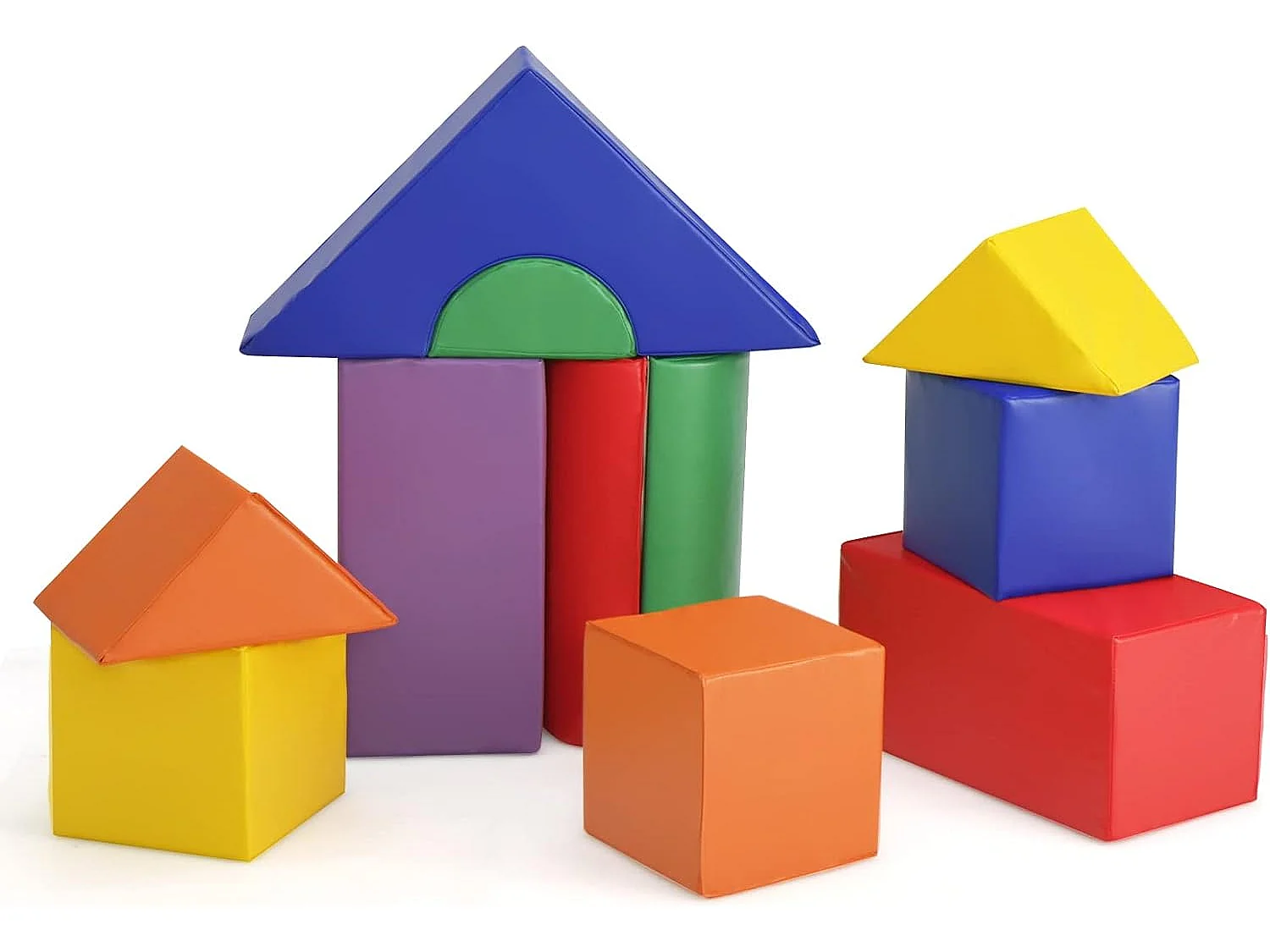 11PCS Blocs de Construction en Mousse avec Housse en PU, Modules de Motricité d’Escalade avec Diverses Couleurs et Formes, Jouets Éducatifs pour Maison Maternelle, 18 Mois+