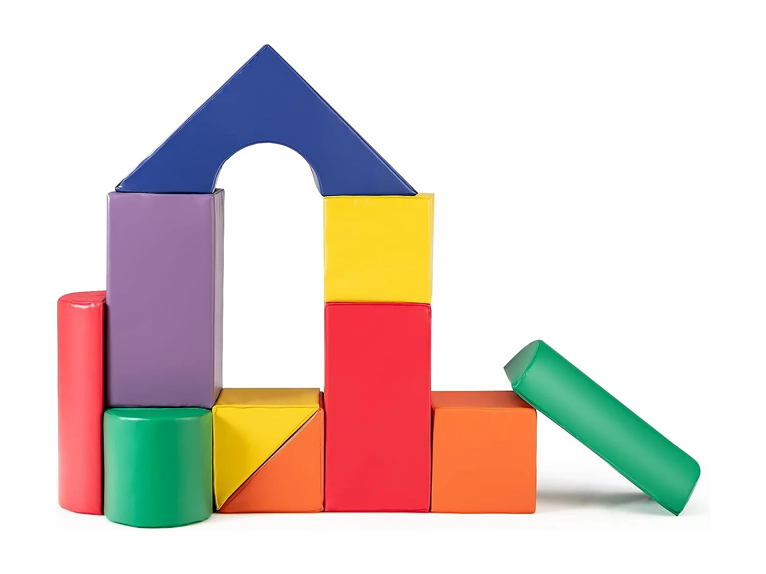 11PCS Blocs de Construction en Mousse avec Housse en PU, Modules de Motricité d’Escalade avec Diverses Couleurs et Formes, Jouets Éducatifs pour Maison Maternelle, 18 Mois+