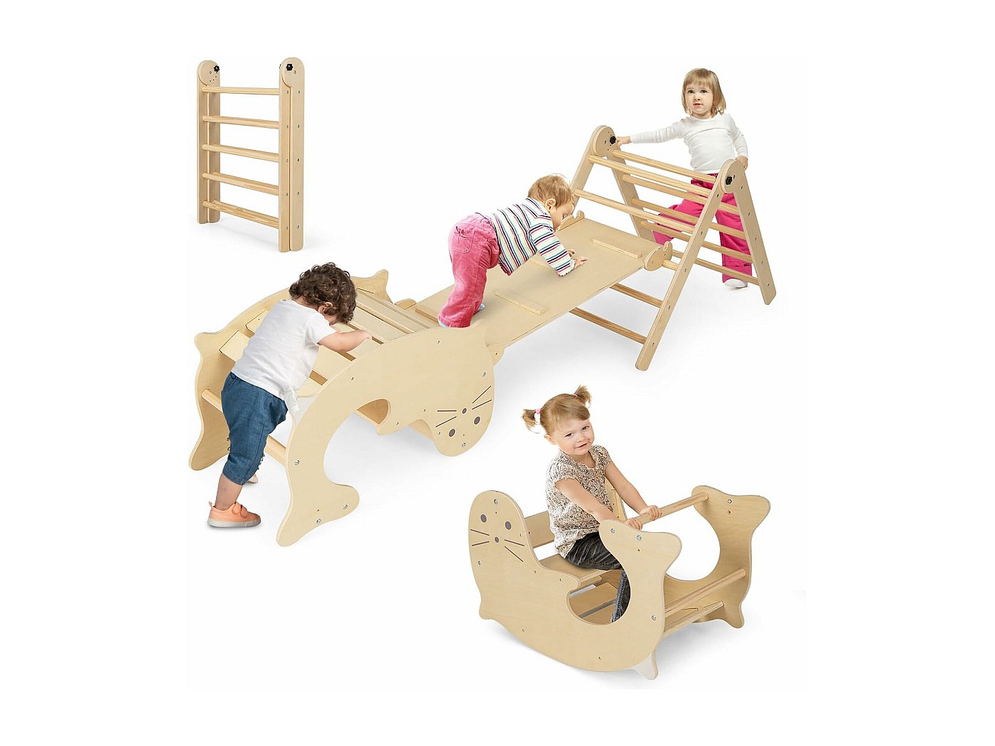 Arche D'Escalade Montessori CUPCHID - 7-en-1, Bois, Pliable, Pour Enfants, Charge 50kg