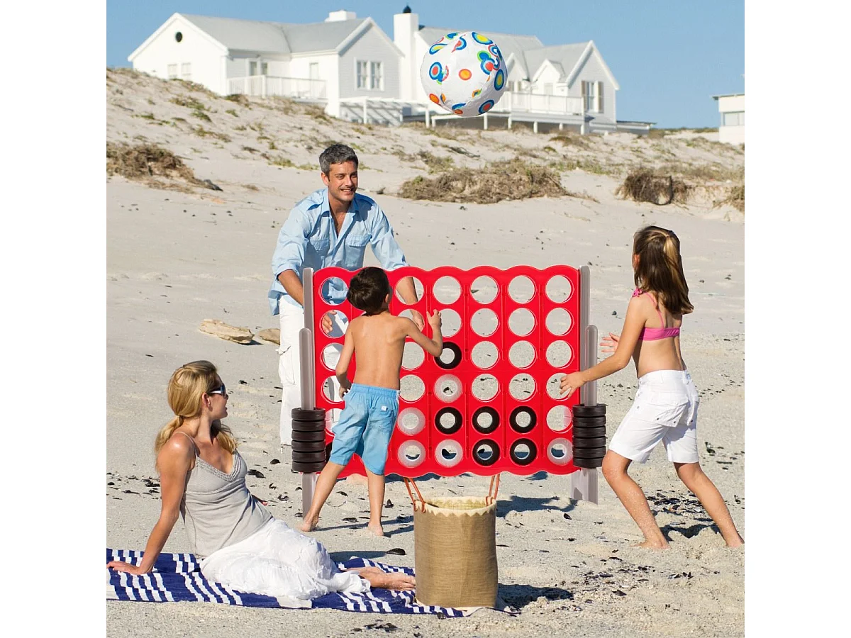 Jeux Puissance 4 Géant Enfants avec 42 Jetons, Jeu de Société Ludique & Éducatif avec Porte-Anneaux, Levier de Réinitialisation, Utilisation Intérieur et Extérieur