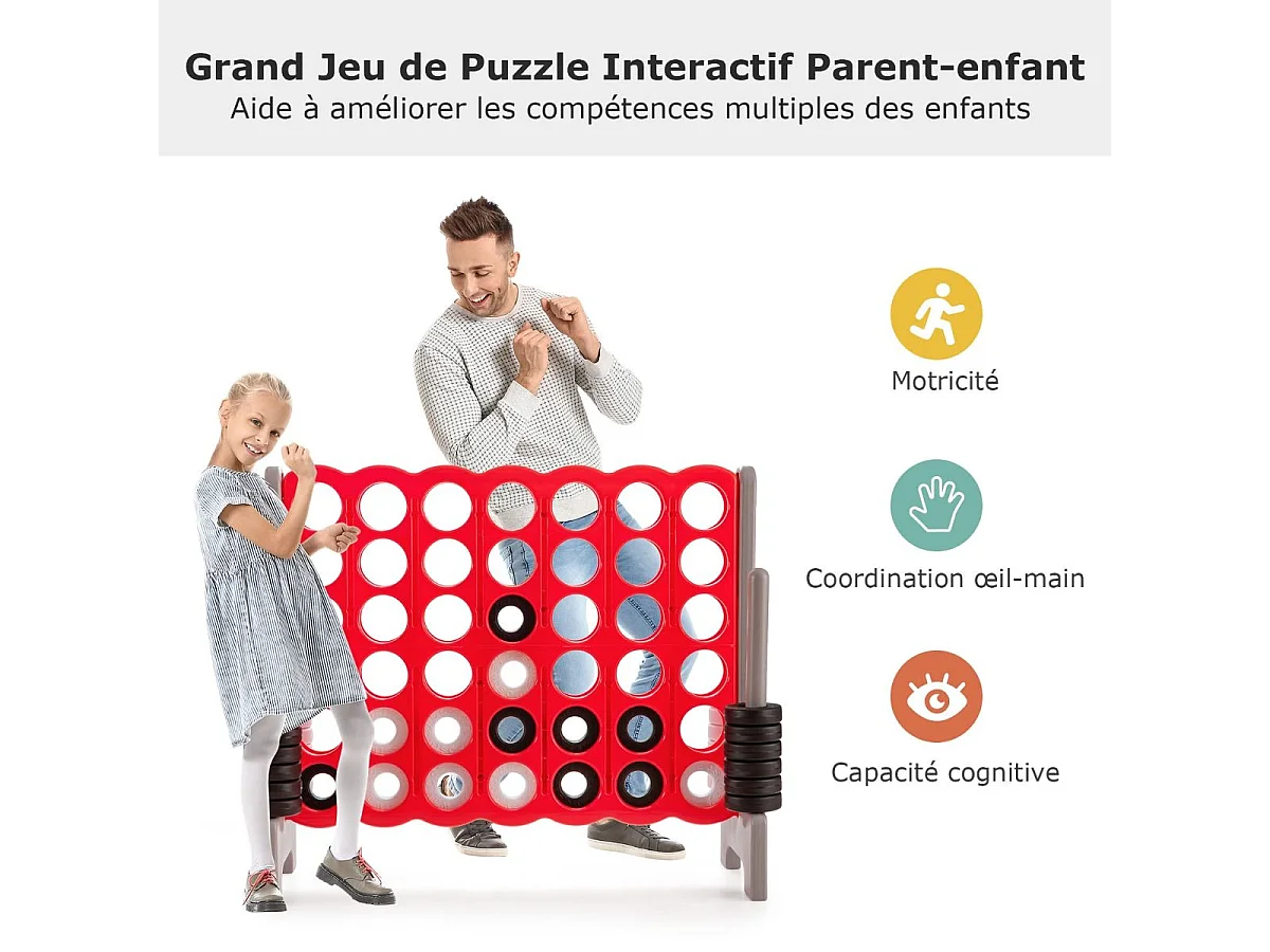 Gigantisch Connect 4-spel voor kinderen met 42 tokens, leuk en leerzaam bordspel met ringhouder, resethendel, binnen- en buitengebruik