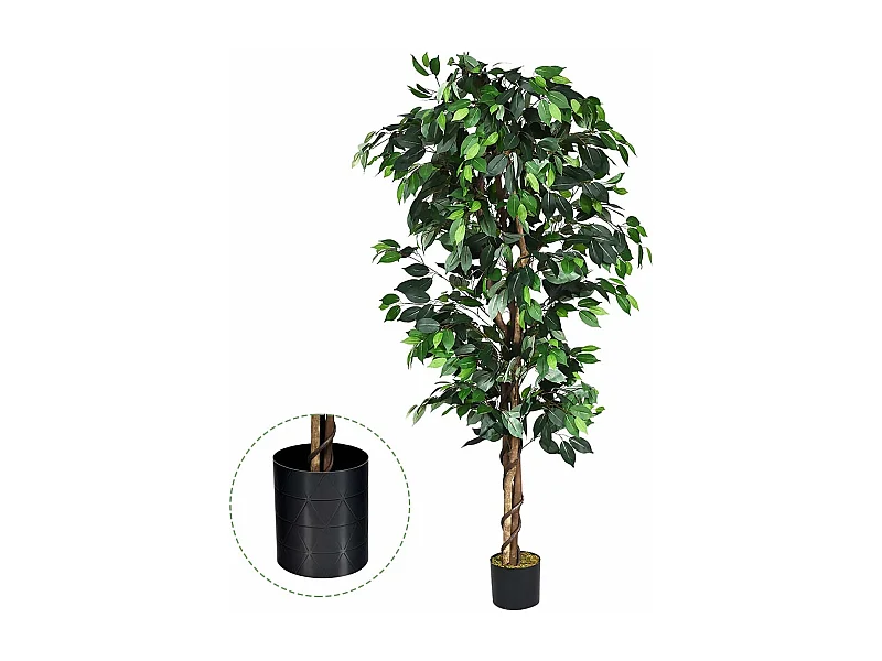 Arbre Artificiel, Plante Artificielle en Pot, Hauteur 180cm,1008 Feuilles et Tige Naturelle, sans Entretien, pour la Décoration de Jardin, Maison, Bureau etc.