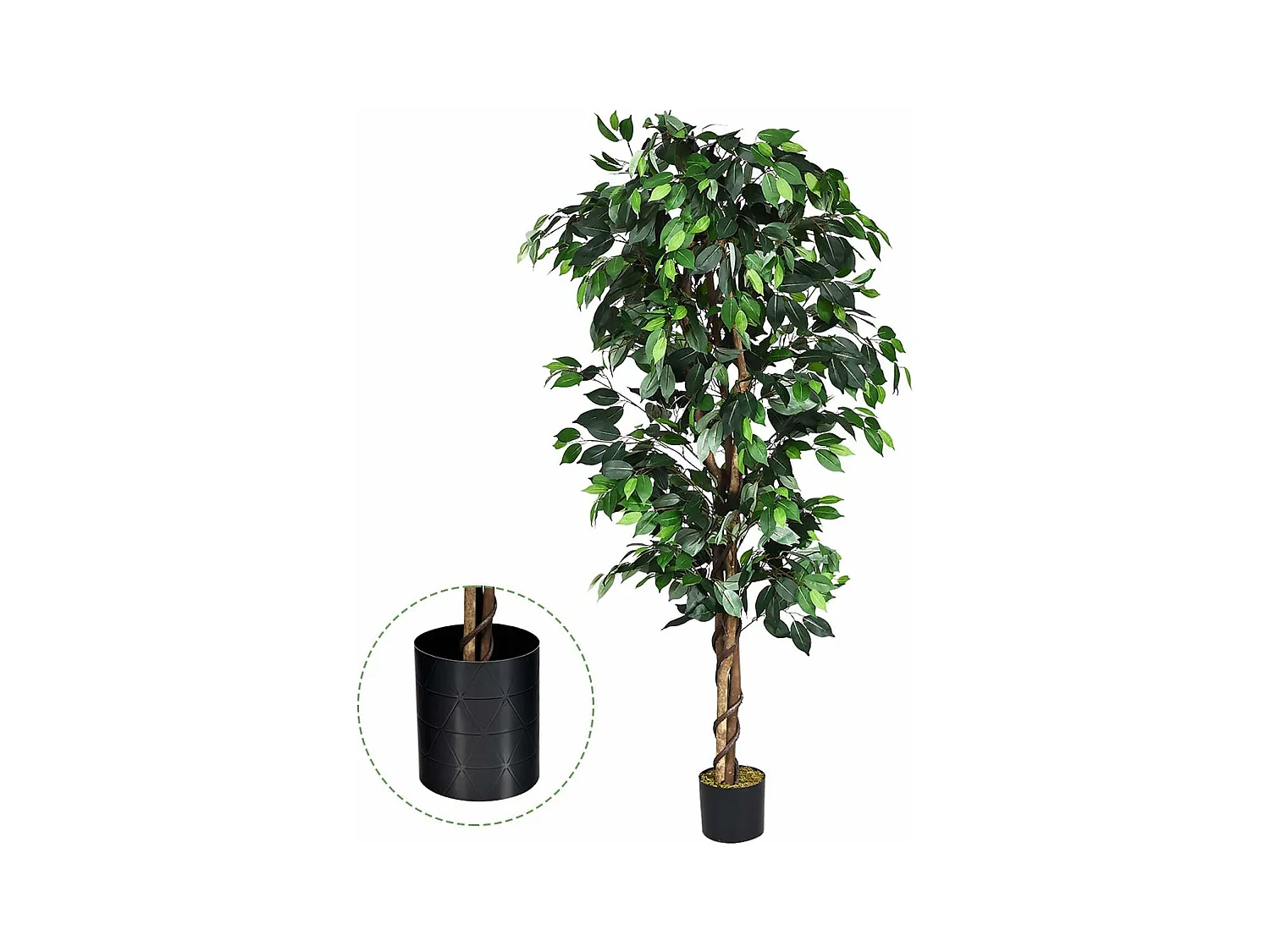 Arbre Artificiel, Plante Artificielle en Pot, Hauteur 180cm,1008 Feuilles et Tige Naturelle, sans Entretien, pour la Décoration de Jardin, Maison, Bureau etc.