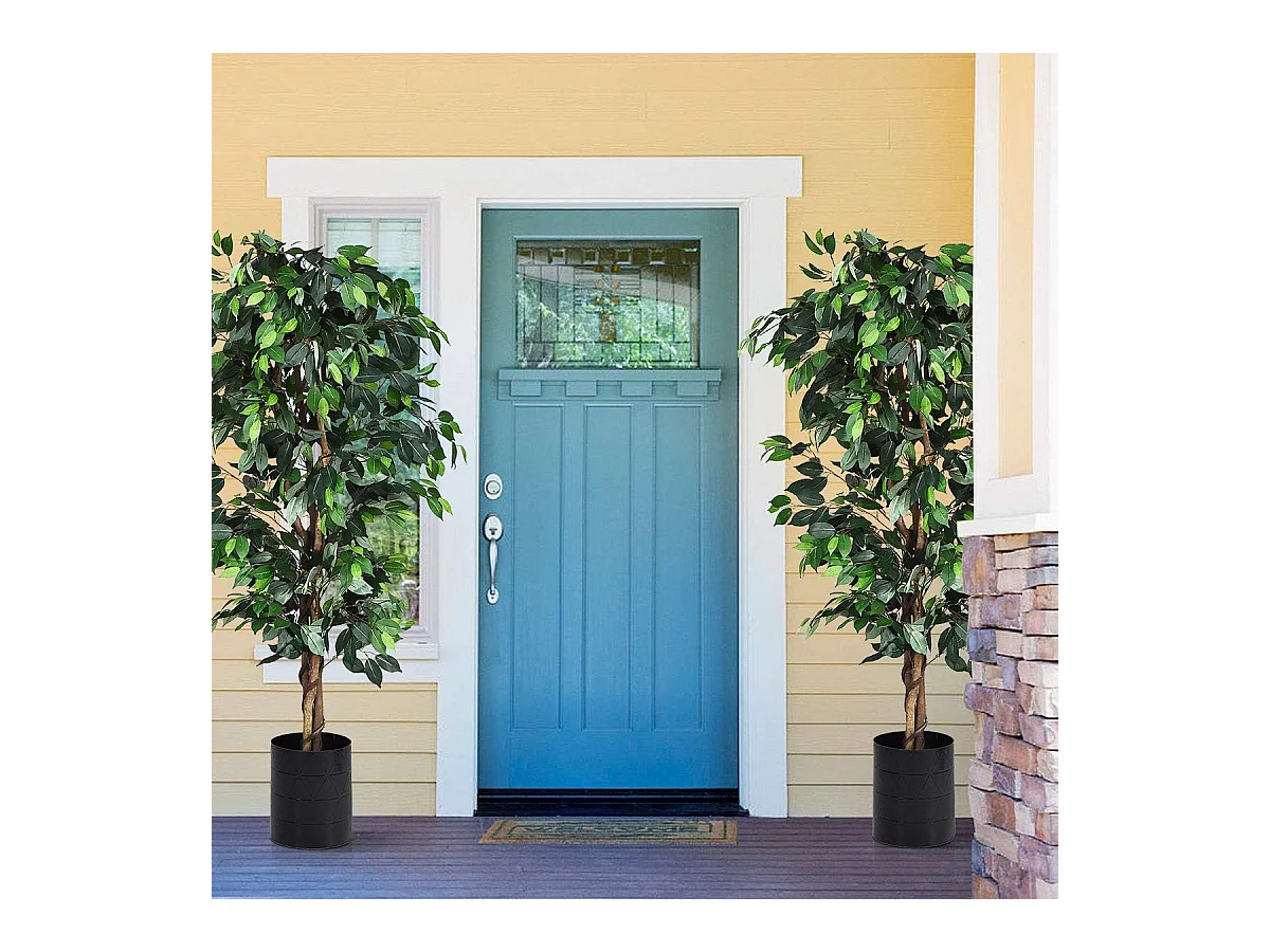 Arbre Artificiel, Plante Artificielle en Pot, Hauteur 180cm,1008 Feuilles et Tige Naturelle, sans Entretien, pour la Décoration de Jardin, Maison, Bureau etc.