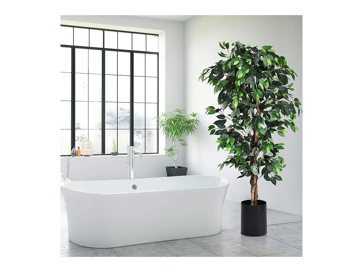 Arbre Artificiel, Plante Artificielle en Pot, Hauteur 180cm,1008 Feuilles et Tige Naturelle, sans Entretien, pour la Décoration de Jardin, Maison, Bureau etc.