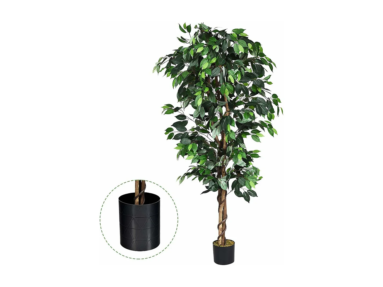 Arbre Artificiel, Plante Artificielle en Pot, Hauteur 180cm,1008 Feuilles et Tige Naturelle, sans Entretien, pour la Décoration de Jardin, Maison, Bureau etc.