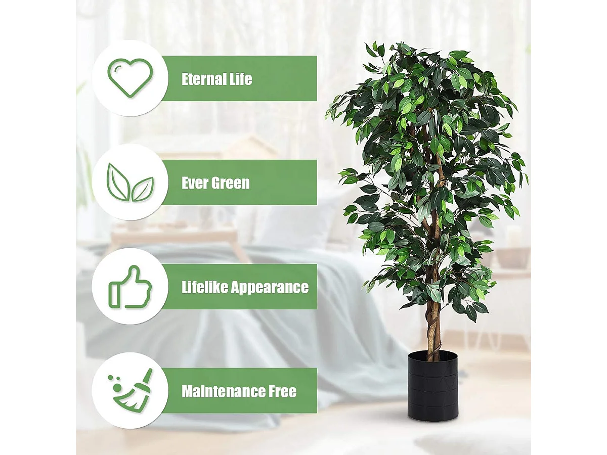 Arbre Artificiel, Plante Artificielle en Pot, Hauteur 180cm,1008 Feuilles et Tige Naturelle, sans Entretien, pour la Décoration de Jardin, Maison, Bureau etc.