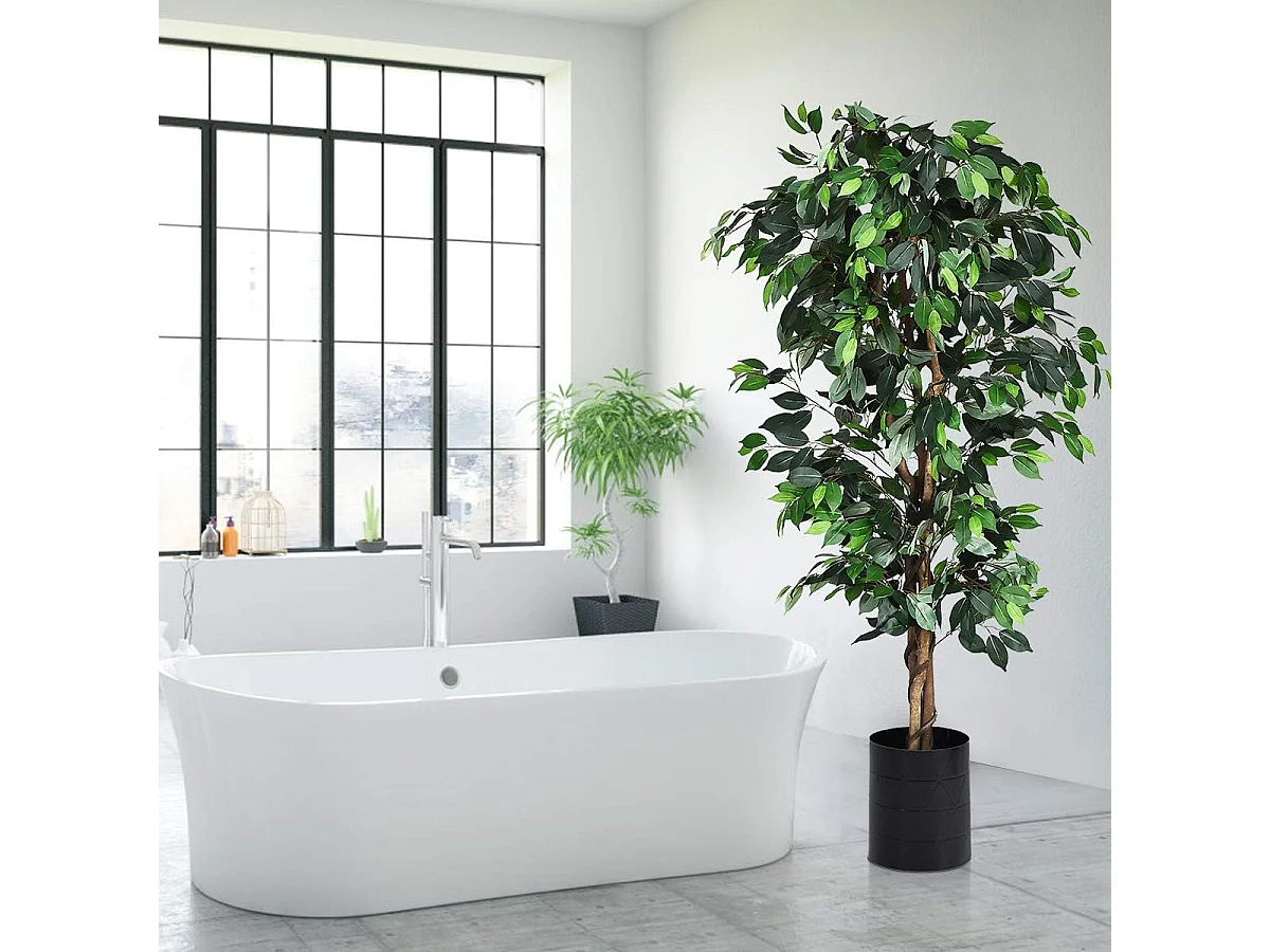 Arbre Artificiel, Plante Artificielle en Pot, Hauteur 180cm,1008 Feuilles et Tige Naturelle, sans Entretien, pour la Décoration de Jardin, Maison, Bureau etc.