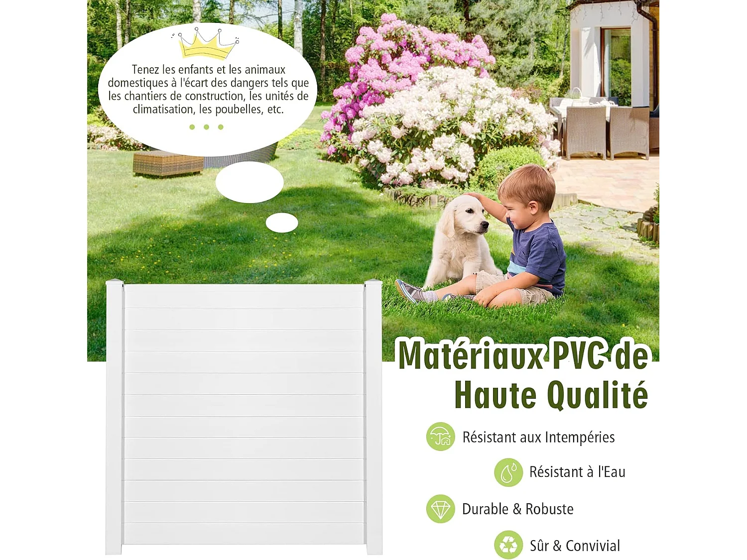 Brise-Vue pour Balcon Couverture Écran Jardin, Clôture Décorative Extensible et Autoportante, 2 Panneaux pour Jardin et Terrasse