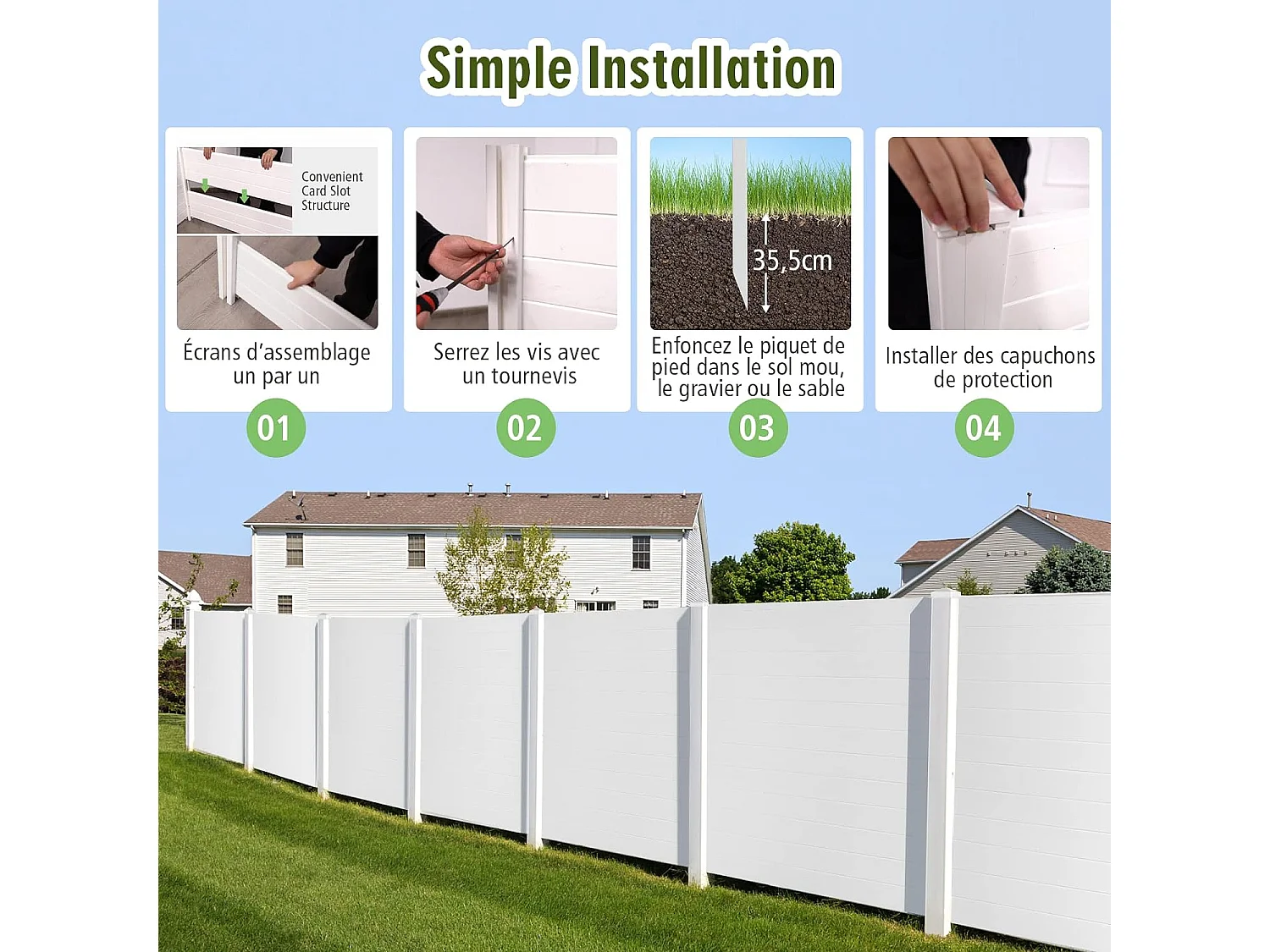 Brise-Vue pour Balcon Couverture Écran Jardin, Clôture Décorative Extensible et Autoportante, 2 Panneaux pour Jardin et Terrasse