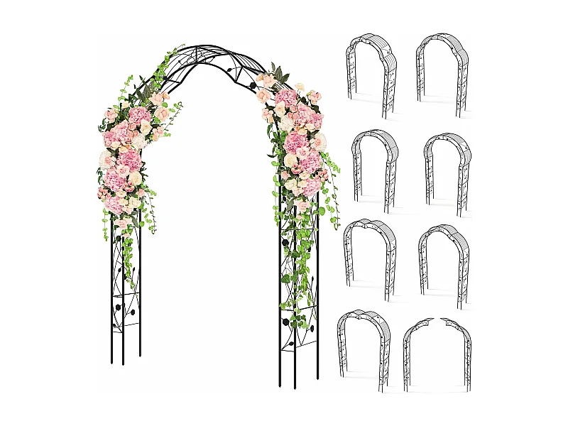 Arche de Jardin en Métal pour Plantes Grimpantes, Treillis de Jardin en 2 Demi-arcs Extérieur 150x39x250CM, Arche Décorative pour Mariage Fête et Cérémonie