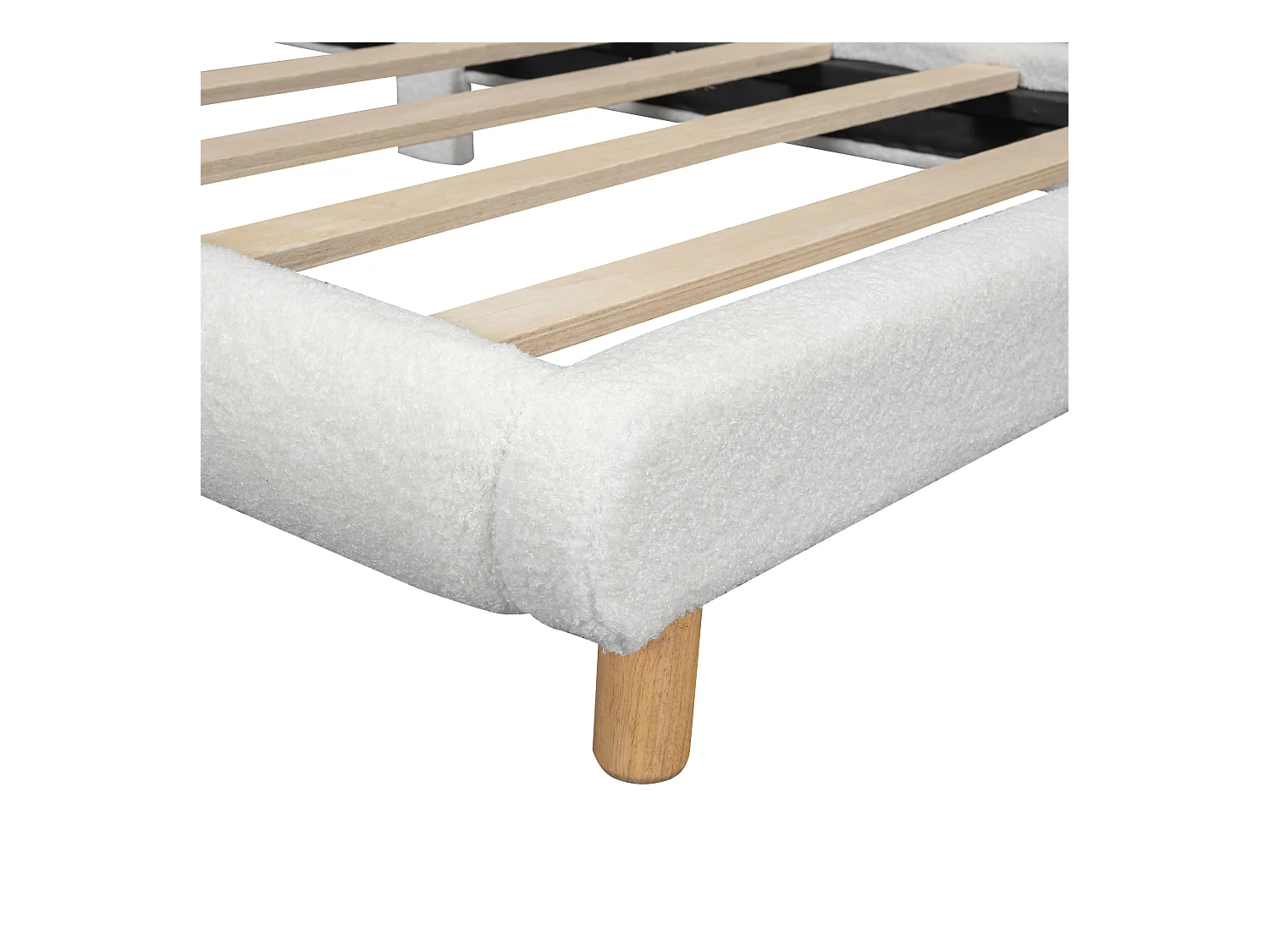 Lit capitonné 90 x 200 cm, lit bébé en peluche, jolie tête de lit, sommier à lattes, blanc