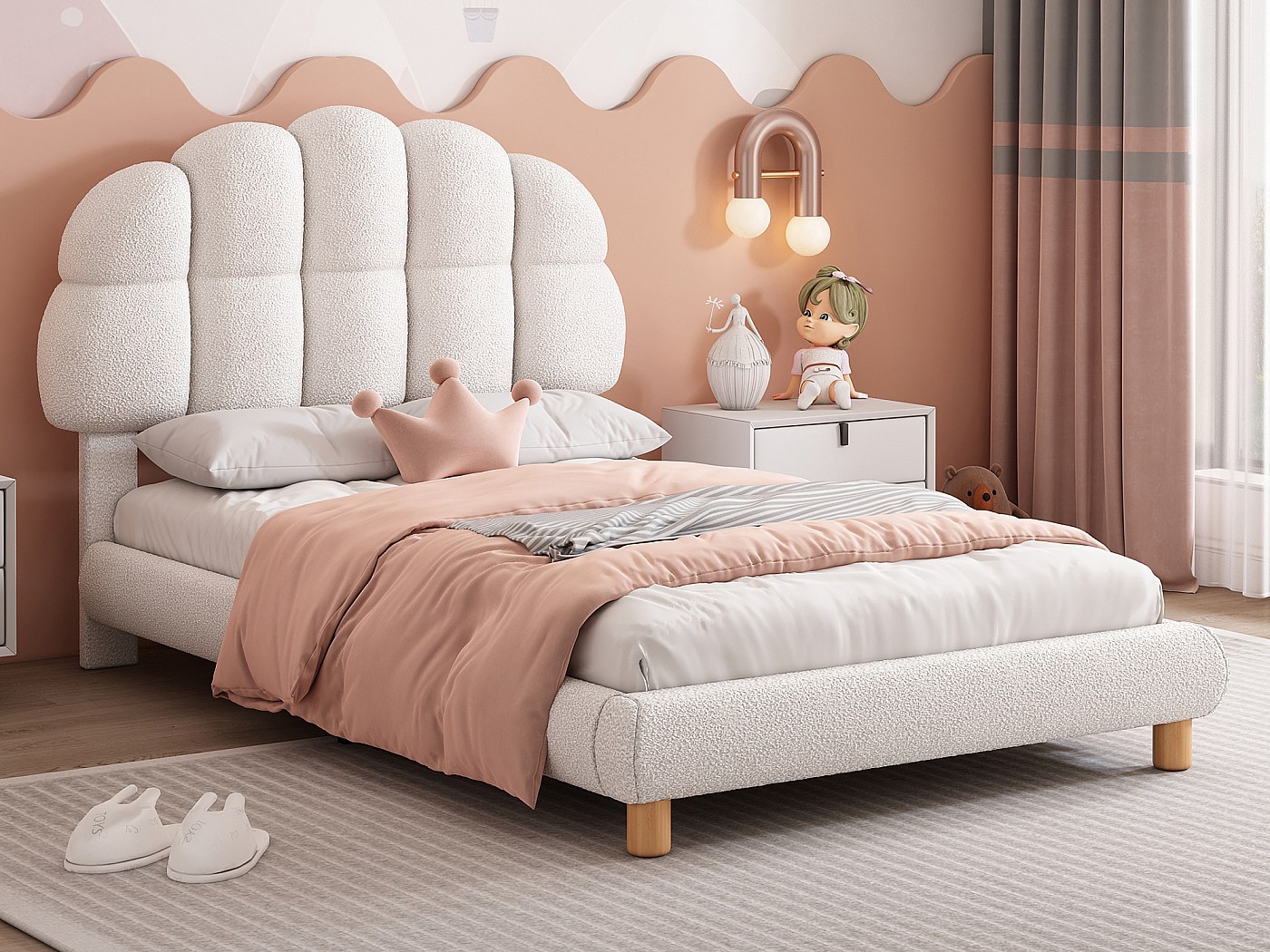Letto imbottito letto singolo 90 x 200 cm, materiale cotone grigio