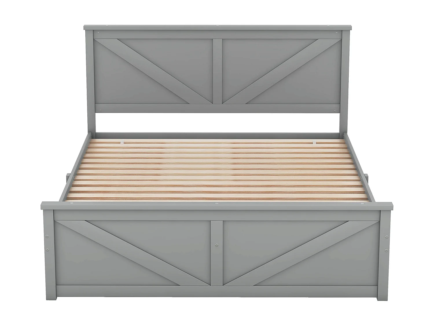 Houten tweepersoonsbed 160 x 200 cm met 4 laden, inclusief lattenbodem, Grijs