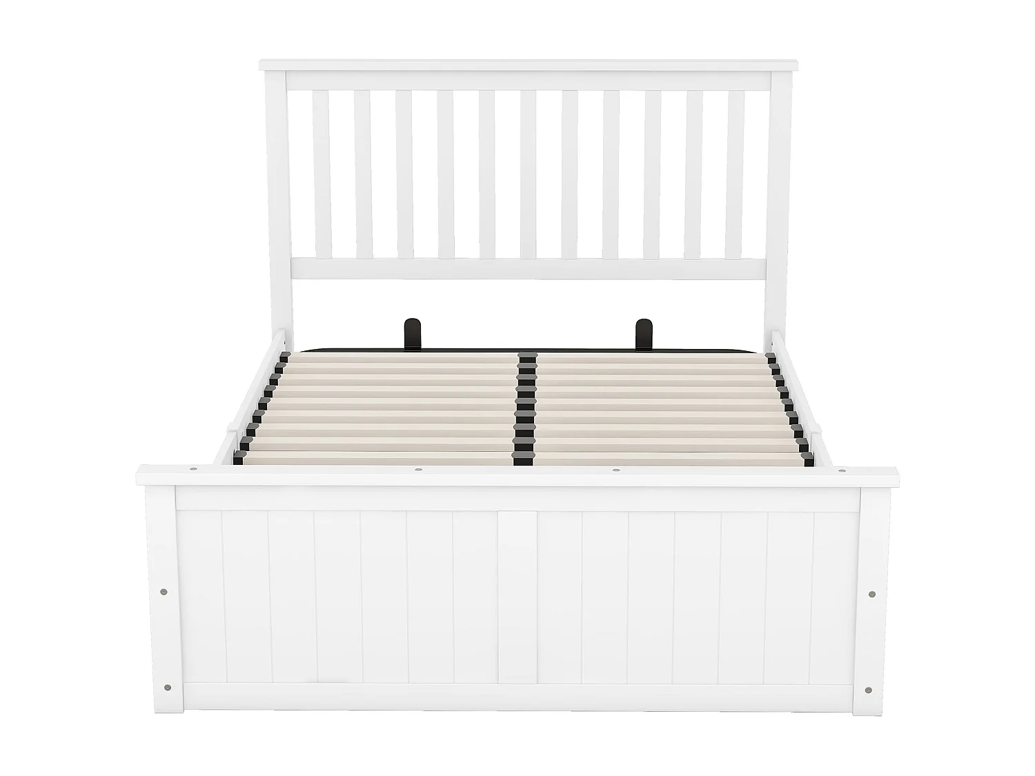 Letto contenitore in legno 140 x 200 cm con testiera Rete a doghe e  contenitore Bianco